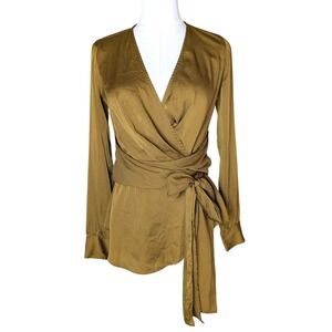 Moulinette Soeurs by Anthropologie Wrap Blouse Golden‎ Olive Size 0